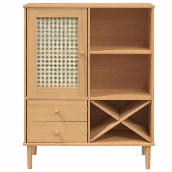 vidaXL Highboard SENJA Rattan Look Brown 90x40x112 cm Pine Wood