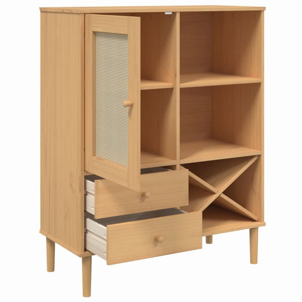 vidaXL Highboard SENJA Rattan Look Brown 90x40x112 cm Pine Wood