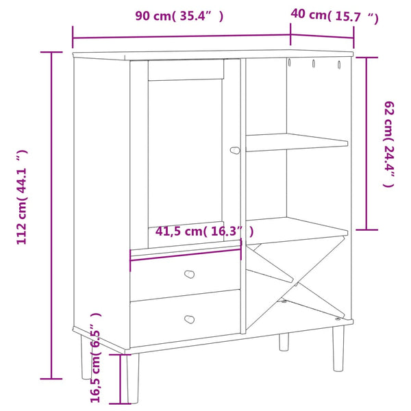 vidaXL Highboard SENJA Rattan Look Brown 90x40x112 cm Pine Wood