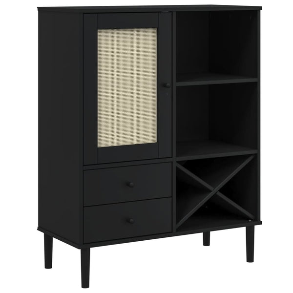 vidaXL Highboard SENJA Rattan-Look Black 90x40x112 cm Pinewood