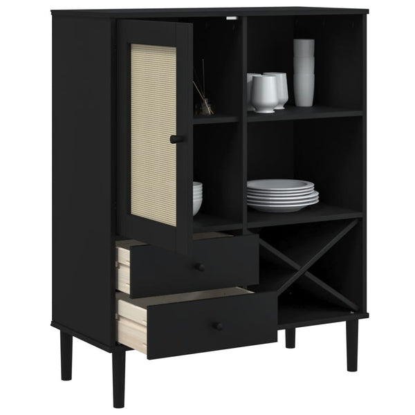 vidaXL Highboard SENJA Rattan-Look Black 90x40x112 cm Pinewood