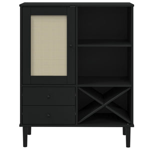 vidaXL Highboard SENJA Rattan-Look Black 90x40x112 cm Pinewood