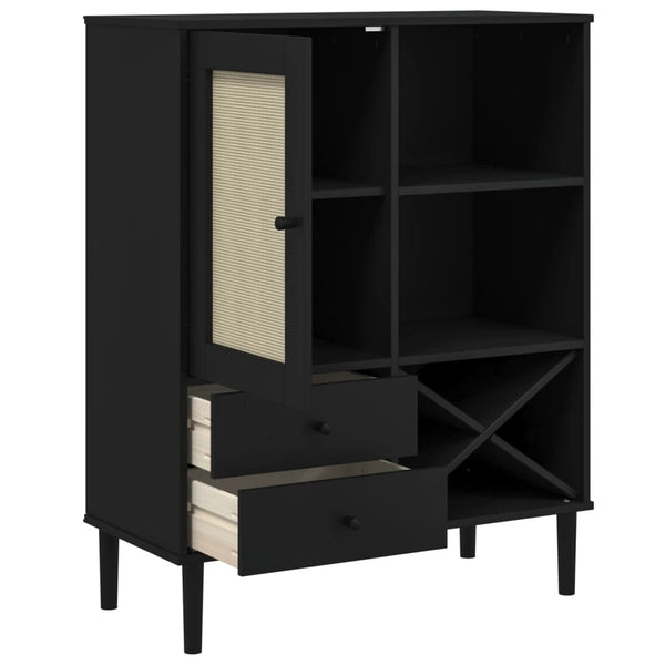 vidaXL Highboard SENJA Rattan-Look Black 90x40x112 cm Pinewood