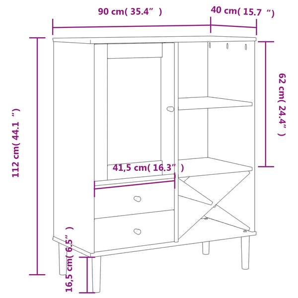 vidaXL Highboard SENJA Rattan-Look Black 90x40x112 cm Pinewood