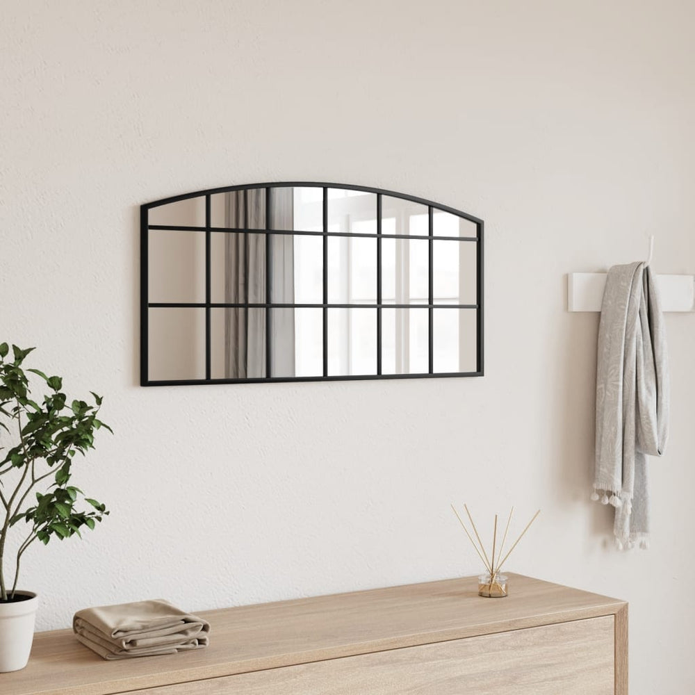 vidaXL Wall Mirror Black 80x40 cm Arched Iron