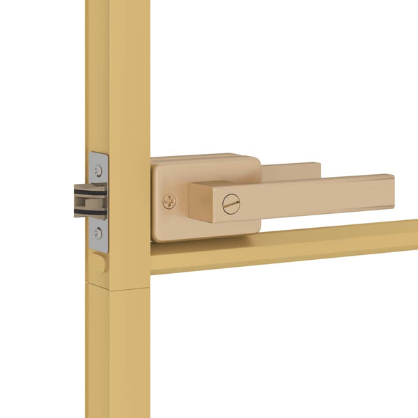 vidaXL Slim Interior Door Golden 76x201.5 cm Tempered Glass and Aluminum