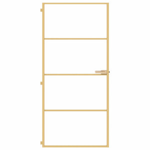 vidaXL Slim Interior Door Golden 93x201.5 cm Tempered Glass and Aluminum