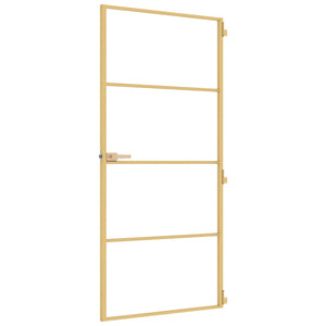 vidaXL Slim Interior Door Golden 93x201.5 cm Tempered Glass and Aluminum