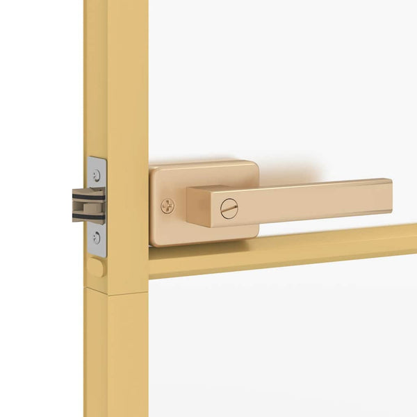 vidaXL Slim Interior Door Golden 93x201.5 cm Tempered Glass and Aluminum