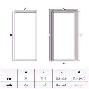 vidaXL Slim Interior Door Golden 93x201.5 cm Tempered Glass and Aluminum