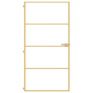 vidaXL Interior Door Slim Golden 102.5x201.5 cm Tempered Glass and Aluminum