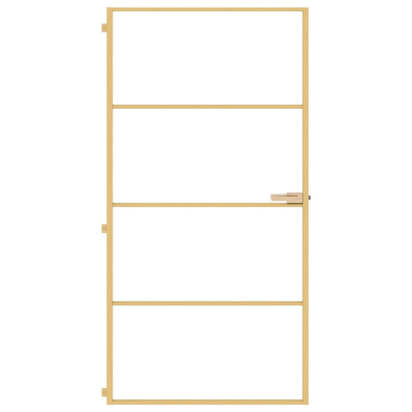 vidaXL Interior Door Slim Golden 102.5x201.5 cm Tempered Glass and Aluminum