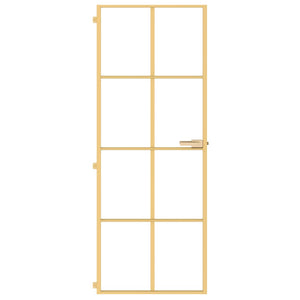 vidaXL Slim Interior Door Golden 76x201.5 cm Tempered Glass and Aluminum