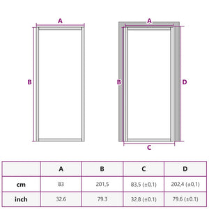 vidaXL Slim Indoor Door Golden 83x201.5 cm Tempered Glass and Aluminum