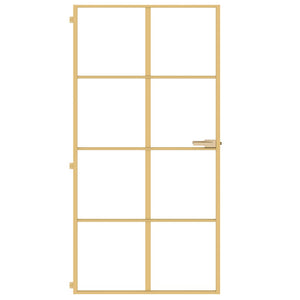 vidaXL Interior Door Slim Golden 102.5x201.5 cm Tempered Glass and Aluminum