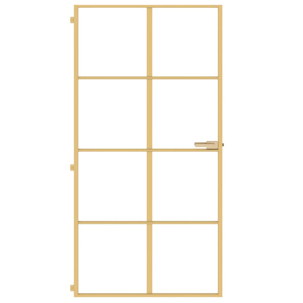 vidaXL Interior Door Slim Golden 102.5x201.5 cm Tempered Glass and Aluminum