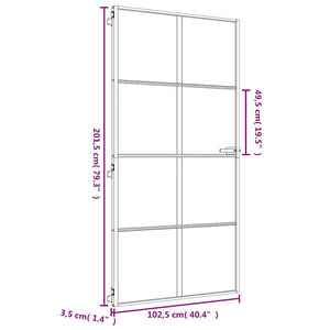 vidaXL Interior Door Slim Golden 102.5x201.5 cm Tempered Glass and Aluminum