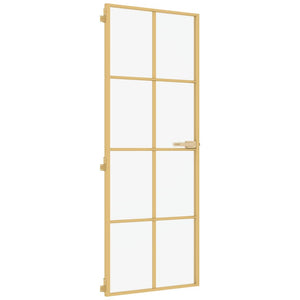 vidaXL Slim Interior Door Golden 76x201.5 cm Tempered Glass and Aluminum