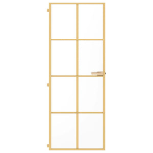 vidaXL Slim Interior Door Golden 76x201.5 cm Tempered Glass and Aluminum
