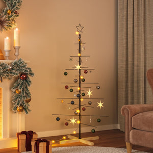 Schwarzer Metall Weihnachtsbaum 150cm mit Holzständer