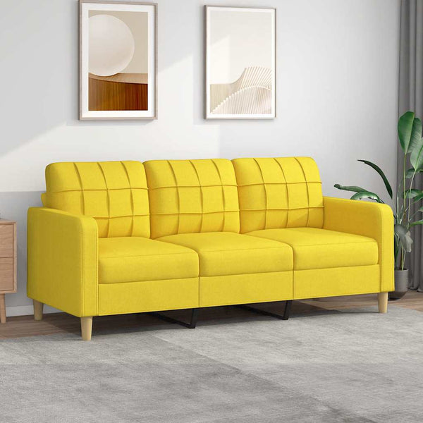 vidaXL 3-Seater Sofa Light Yellow 180 cm Fabric
