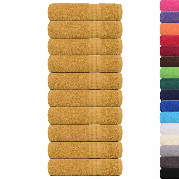 vidaXL Bath Towels FROGN 10 pcs Gold 70x140 cm 360 g/m²