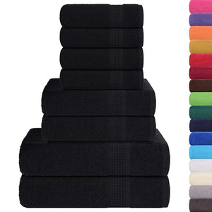 vidaXL 8-Piece Towel Set FROGN Black 360 gsm