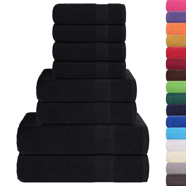 vidaXL 8-Piece Towel Set FROGN Black 360 gsm