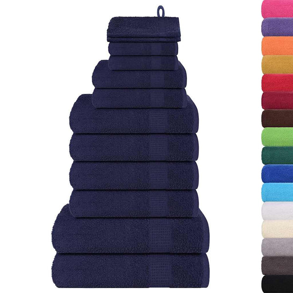 vidaXL 12-Piece Towel Set FROGN Navy Blue 360 gsm