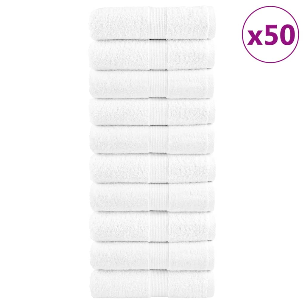 vidaXL Premium Guest Towels SOLUND 50 pcs. White 30x50 cm 600 gsm