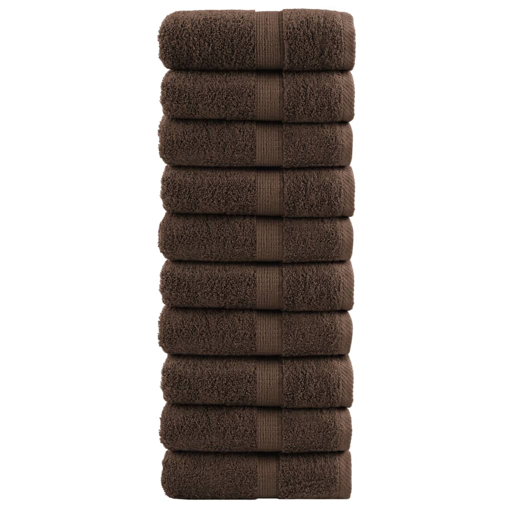 vidaXL Premium Guest Towels SOLUND 10 pcs Brown 30x30 cm 600 gsm