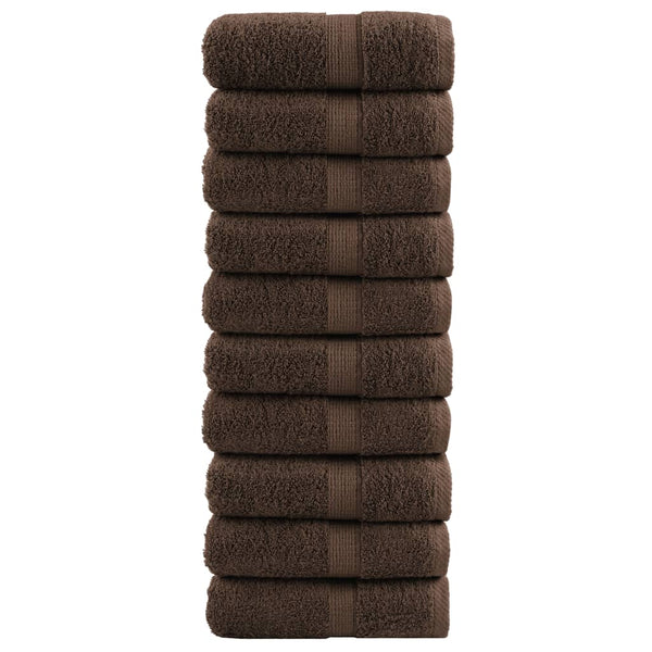 vidaXL Premium Guest Towels SOLUND 10 pcs Brown 30x30 cm 600 gsm