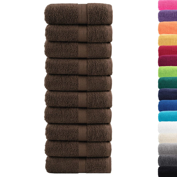 vidaXL Premium Guest Towels SOLUND 10 pcs Brown 30x30 cm 600 gsm