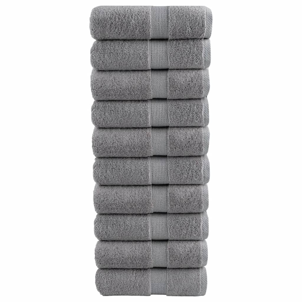 vidaXL Premium Guest Towels SOLUND 10 pcs Grey 30x50 cm 600 g/m²