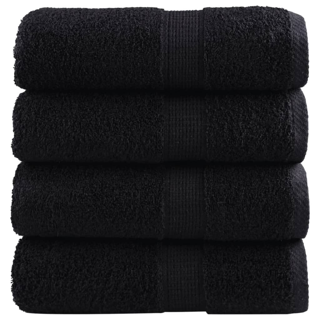 vidaXL Premium Hand Towels SOLUND 4 Pieces Black 30x30 cm 600 g/m²