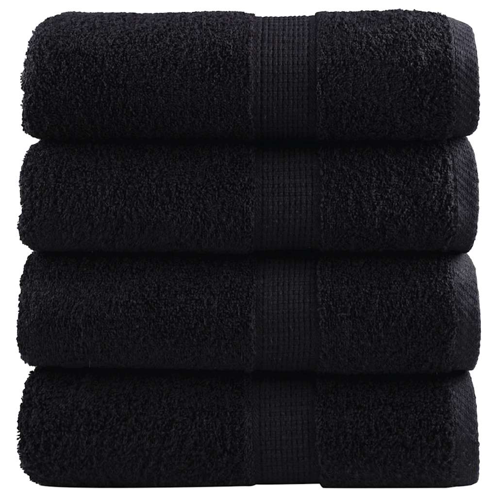 vidaXL Premium Guest Towels SOLUND 4 pcs. Black 30x50 cm 600 gsm