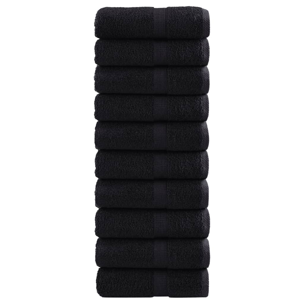 vidaXL Premium Guest Towels SOLUND 10 pcs Black 30x50 cm 600 gsm