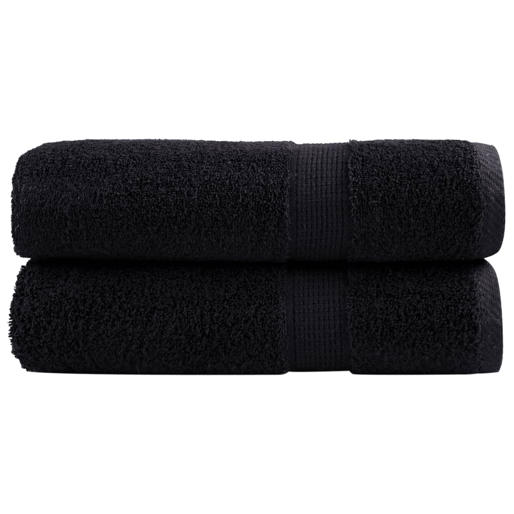 vidaXL Premium Shower Towels SOLUND 2 Pcs. Black 70x140 cm 600 g/m²