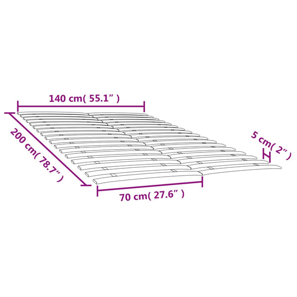 vidaXL Bed Slat Base Replacement with 34 Slats 2 pcs 70x200 cm