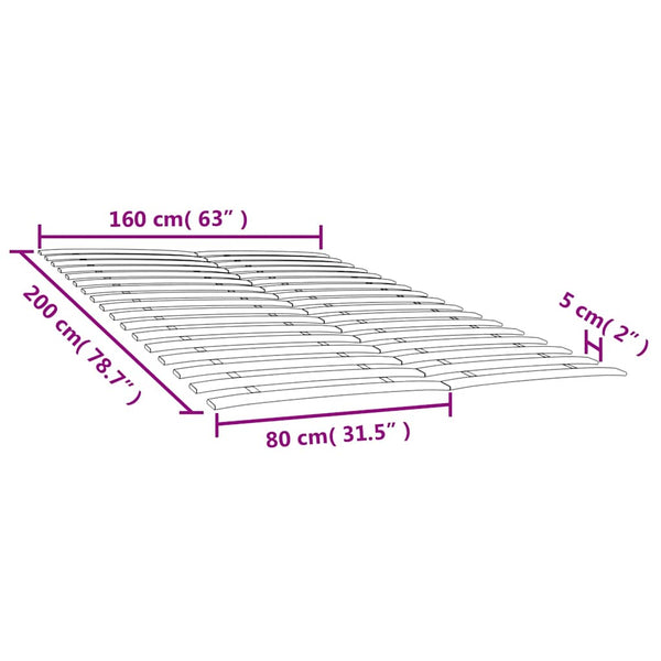 vidaXL Replacement Slatted Bed Base with 34 Slats 2 pcs 80x200 cm