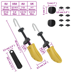 vidaXL Shoe Stretcher with Shoehorn Yellow EU 37-41 Plastic