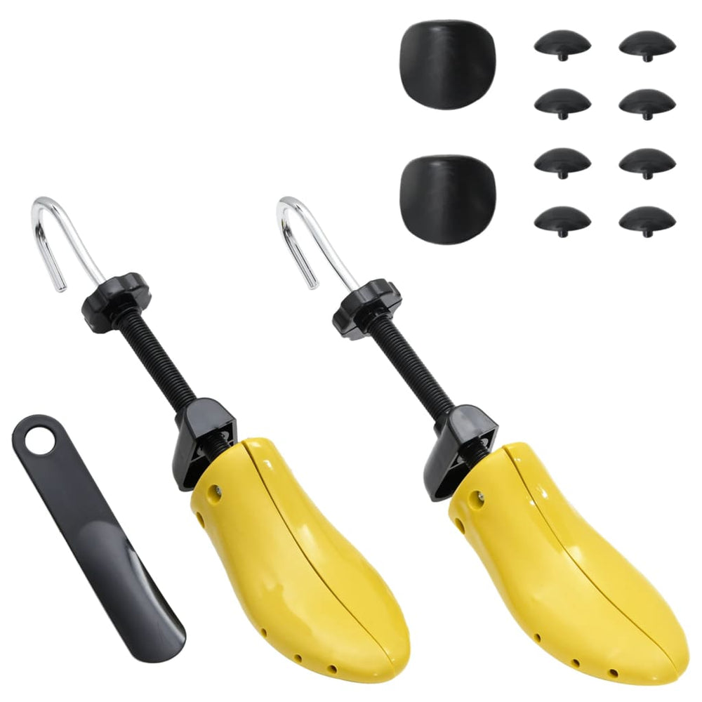vidaXL Shoe Trees with Shoehorn Yellow EU 41-46 Plastic