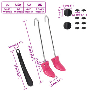 vidaXL Boot Shapers with Shoehorn Pink EU 34-40 Plastic
