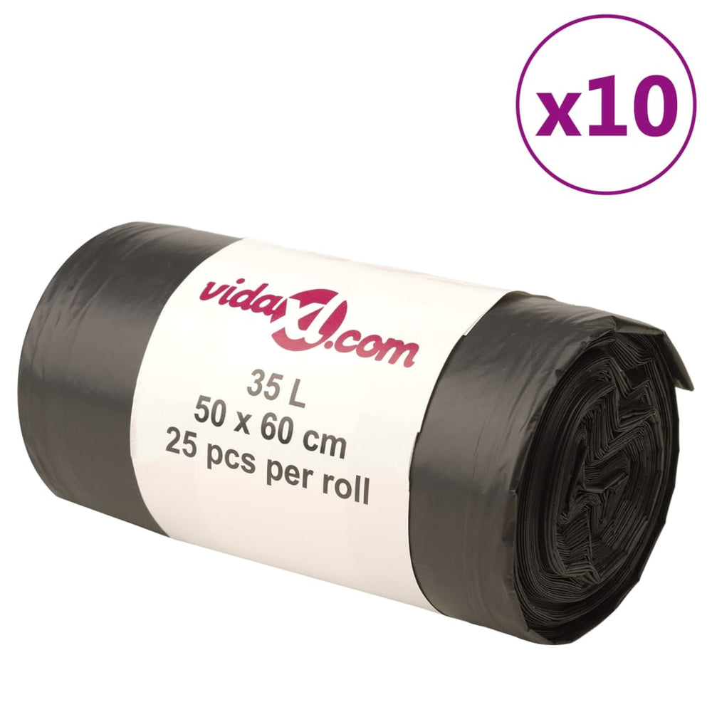 vidaXL Bin Bags 250 pcs. Black 35 L