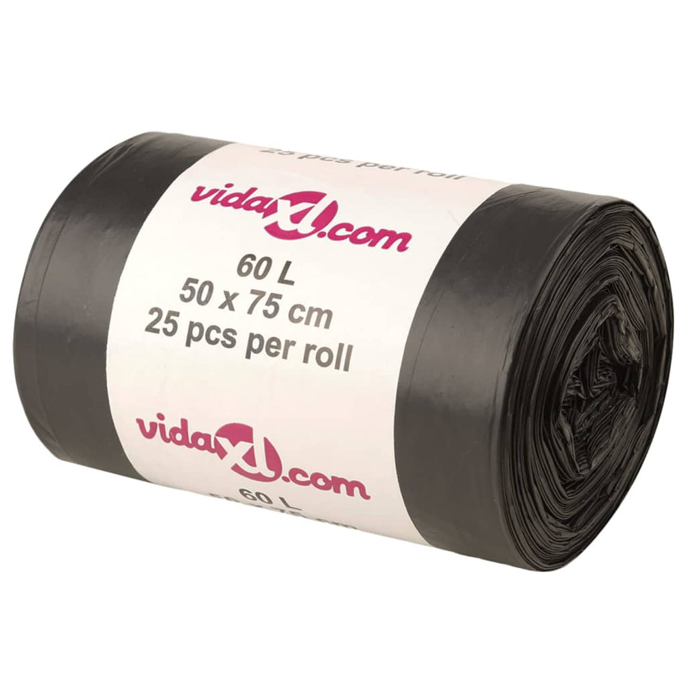 vidaXL Bin Bags 250 pcs. Black 60 L