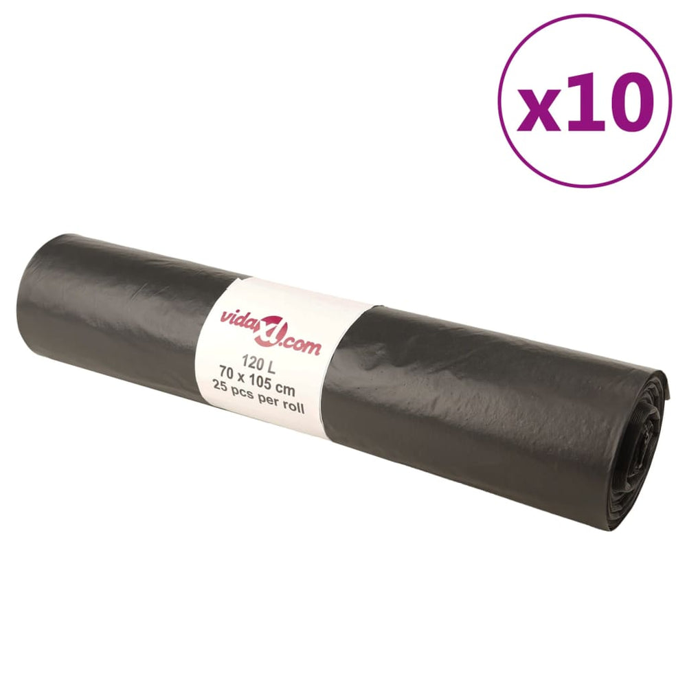 vidaXL Bin Bags 250 pcs. Black 120 L