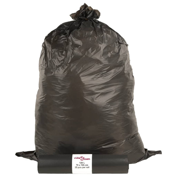vidaXL Bin Bags 250 pcs. Black 120 L