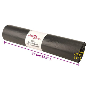 vidaXL Bin Bags 250 pcs. Black 120 L
