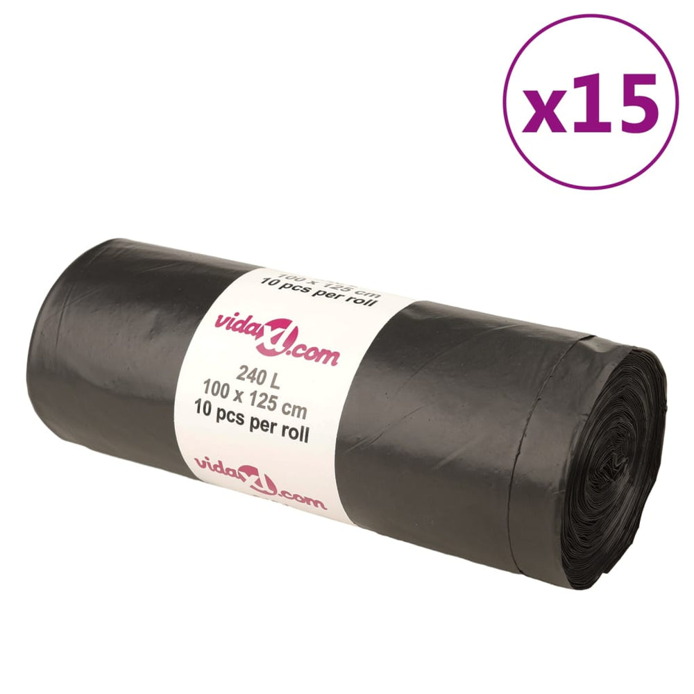 vidaXL Bin Bags 150 pcs. Black 240 L