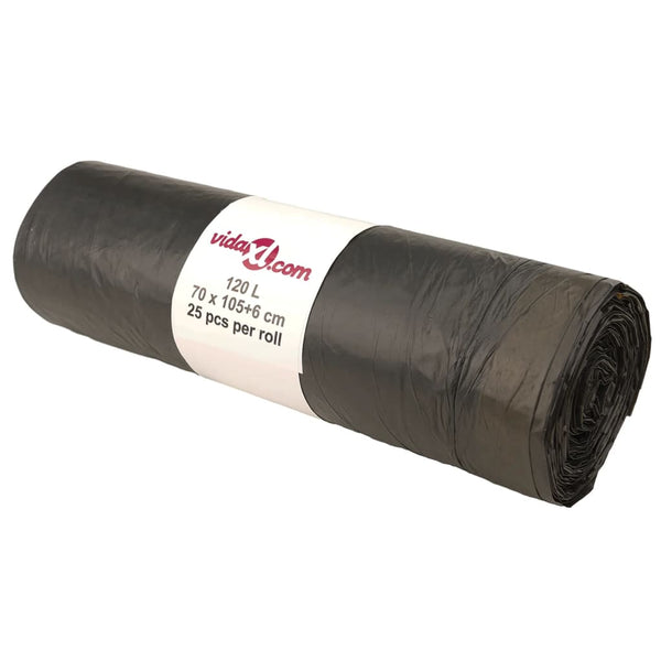 vidaXL Drawstring Bin Bags 250 pcs. Black 120 L
